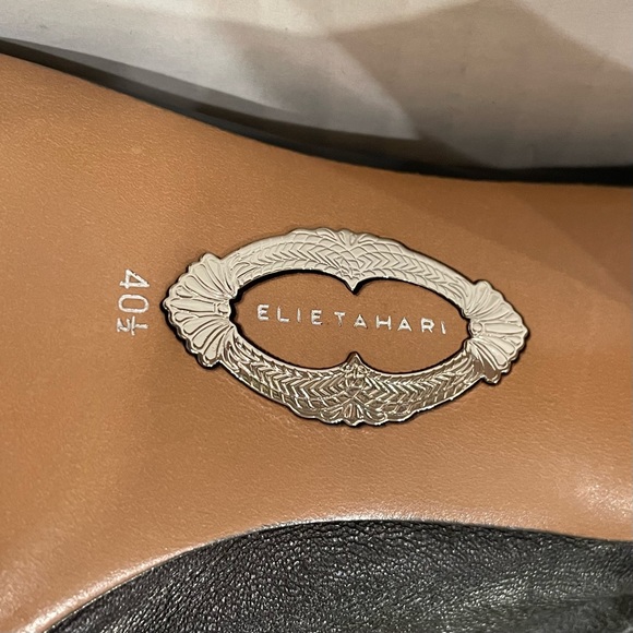 Elie Tahari Leather Slingback | Black Shoes | Peep Toe Heels 40-1/2 | NWOB - Picture 5 of 5